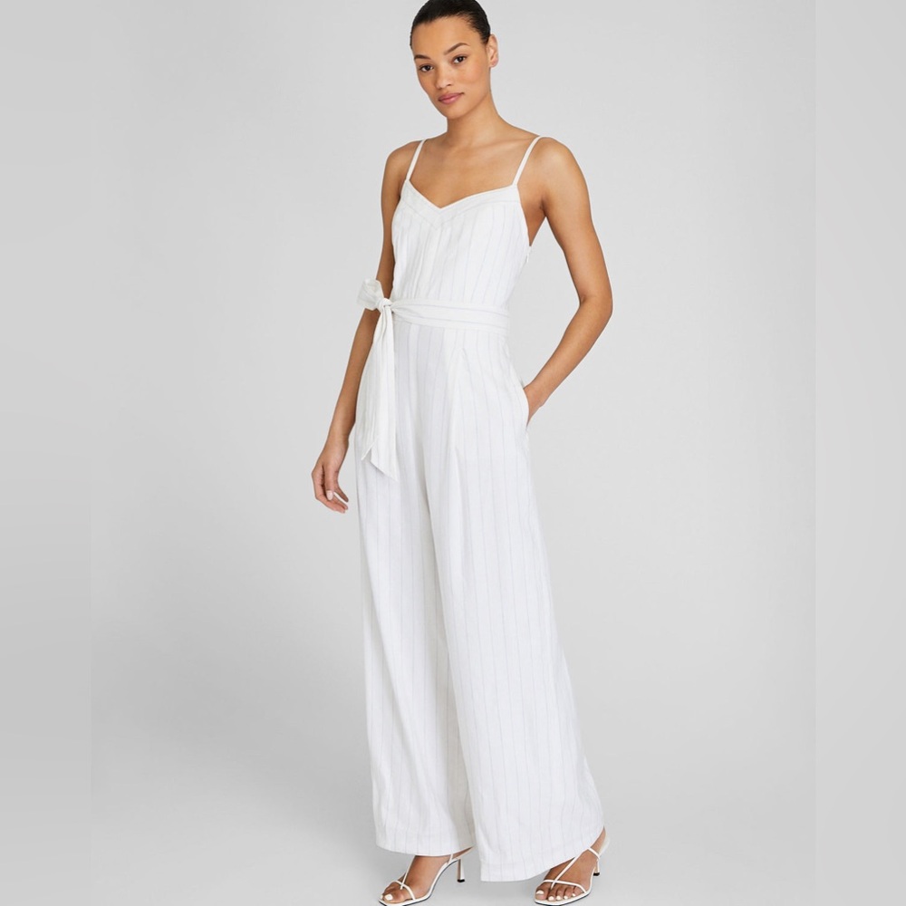 Club Monaco- Pinstripe Linen Blend Jumpsuit